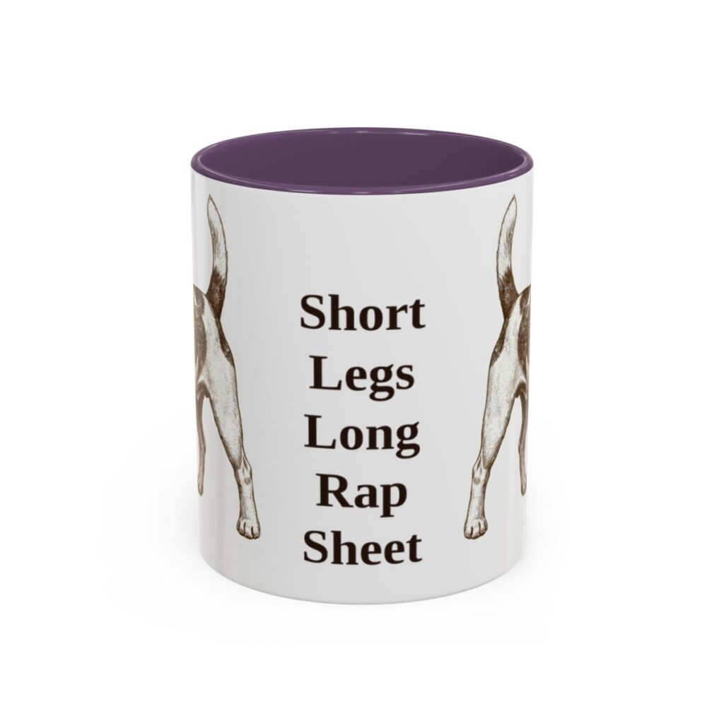 11oz Funny Russell Terrier Mug, Purple, front view