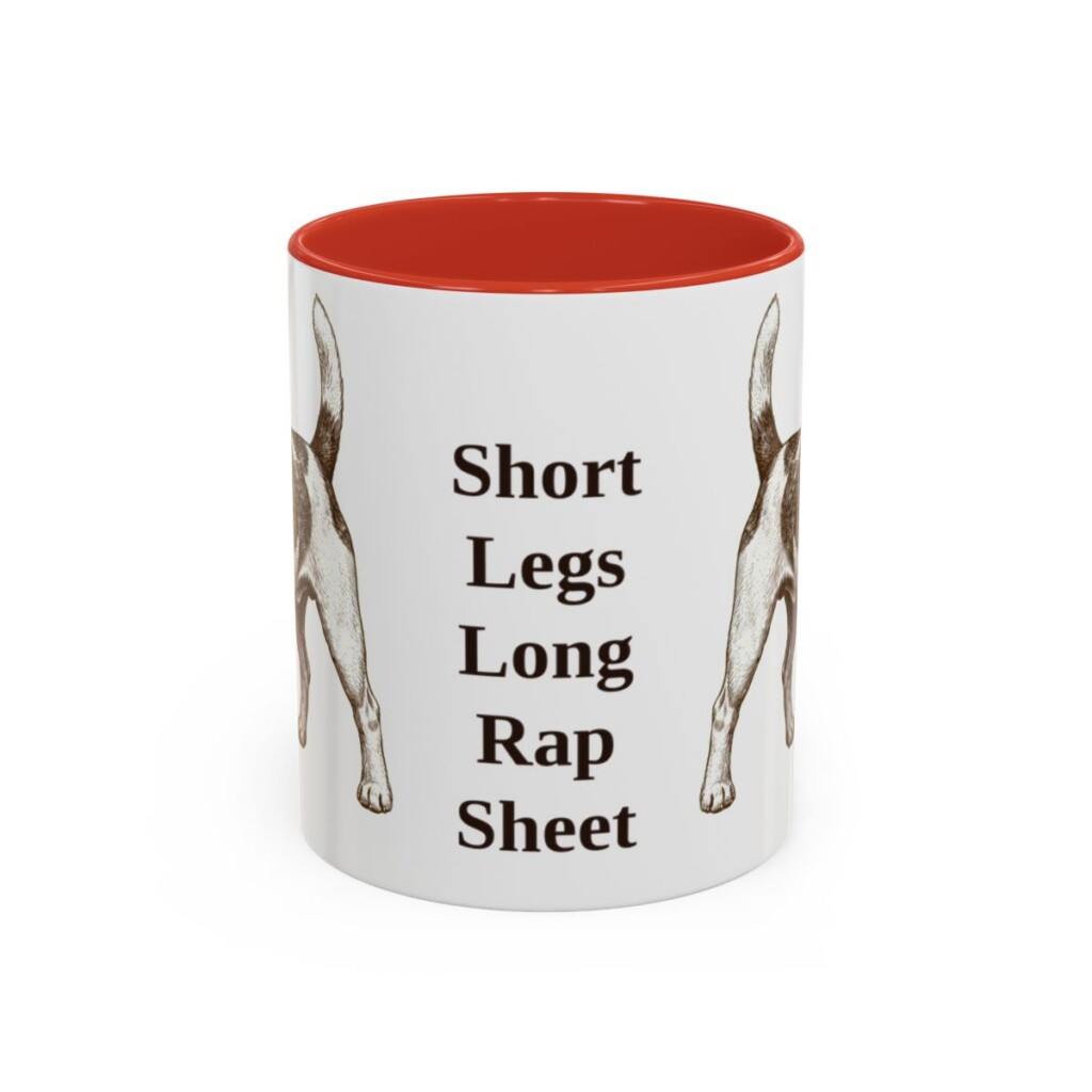 11oz Funny Russell Terrier Mug, Red, front view