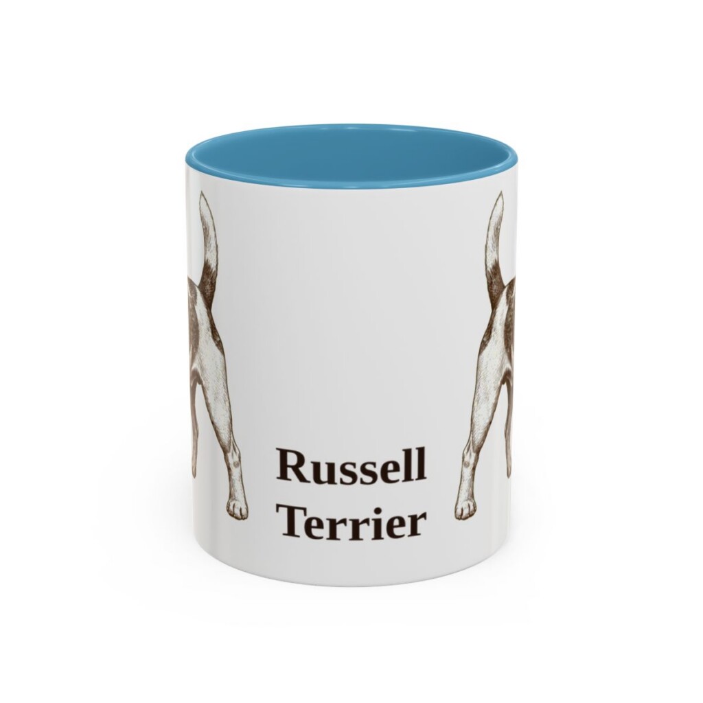 11oz Russell Terrier Mug, Light Blue, front view
