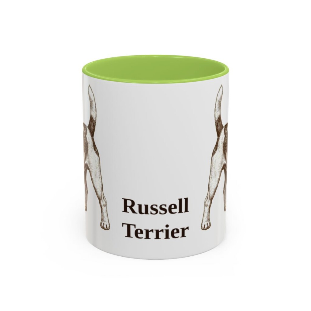 11oz Russell Terrier Mug, Light Green, front view