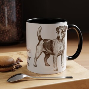 11oz Russell Terrier Dog Mom Mug, Black, lifestyle photo