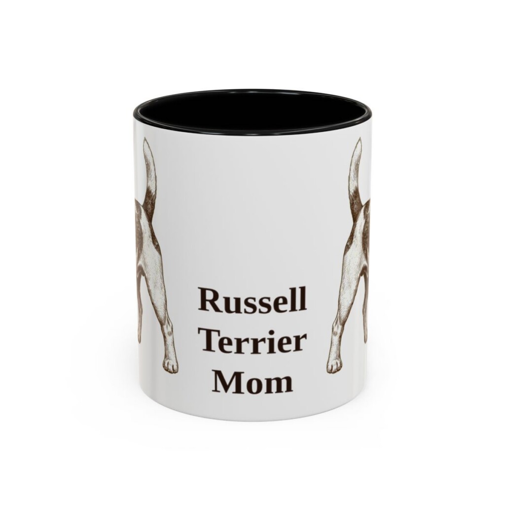 11oz Russell Terrier Dog Mom Mug, Black, front view