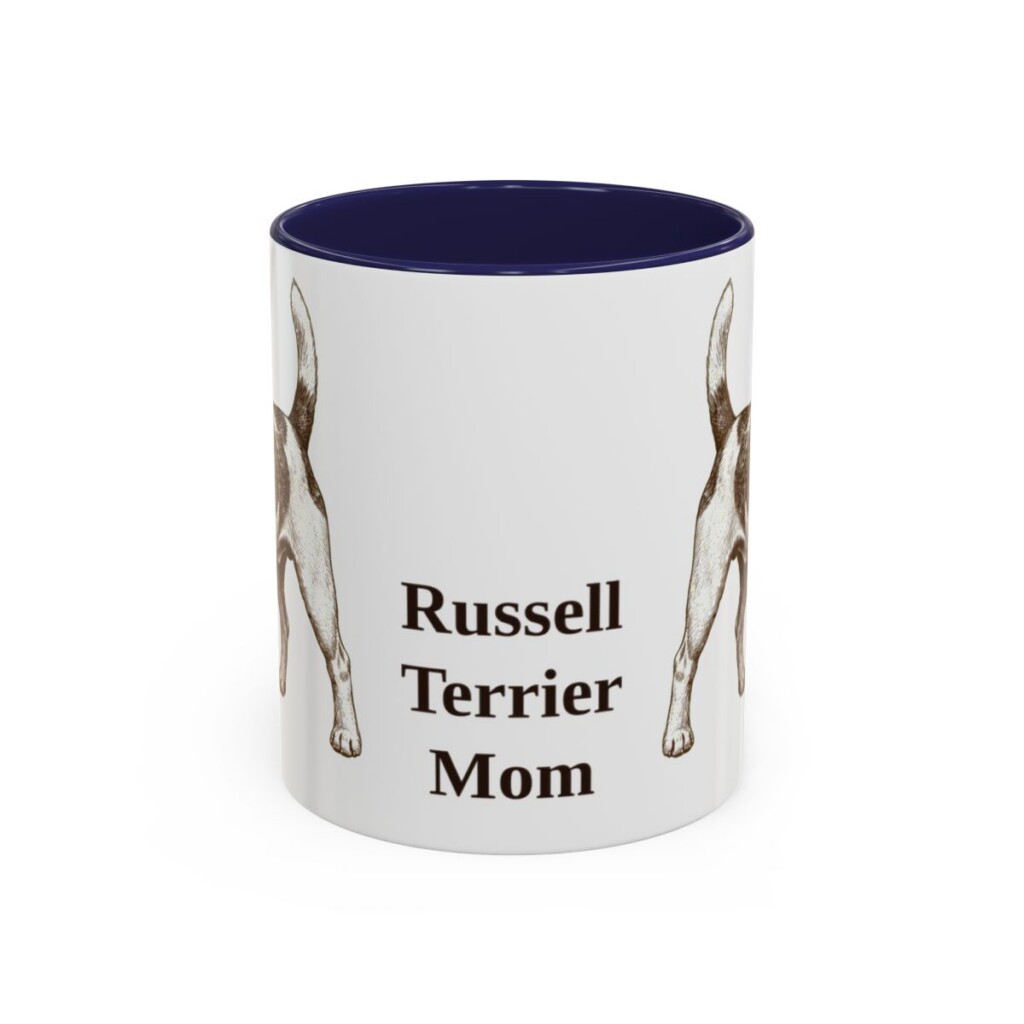 11oz Russell Terrier Dog Mom Mug, Navy, front view