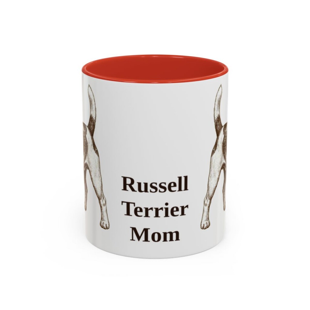 11oz Russell Terrier Dog Mom Mug, Red, front view