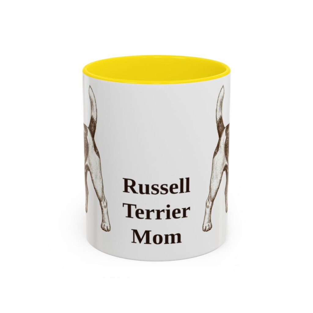 11oz Russell Terrier Dog Mom Mug, Yellow, front view