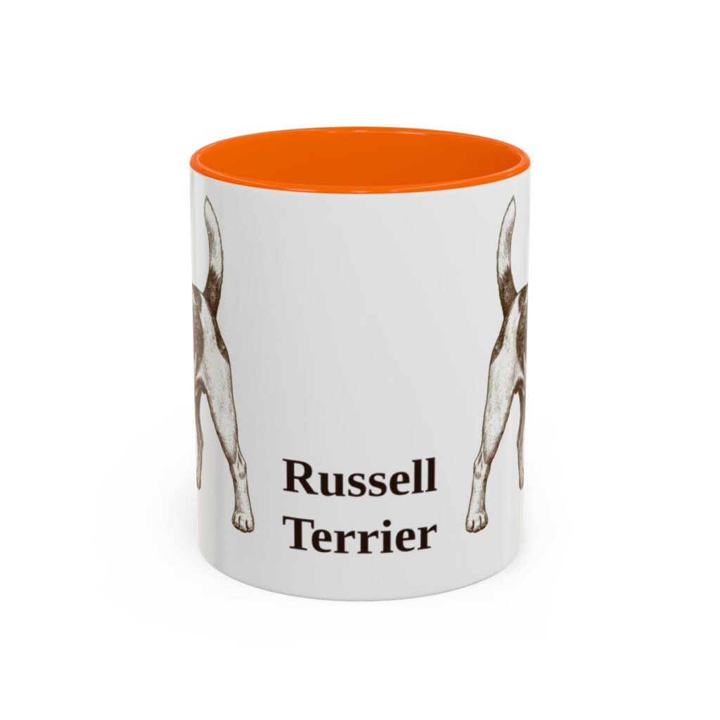 11oz Russell Terrier Mug, Orange, front view