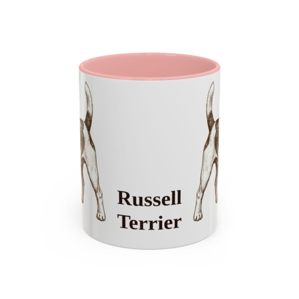 11oz Russell Terrier Mug, Pink, front view