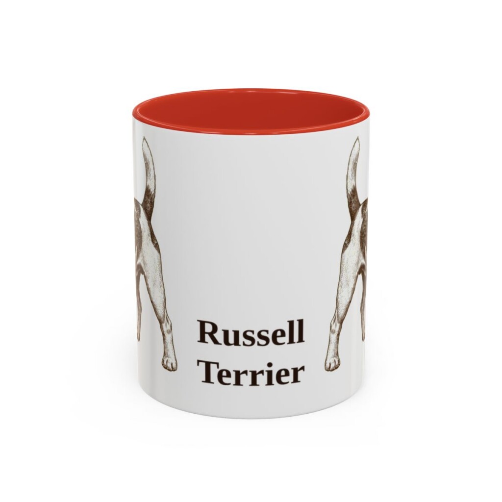 11oz Russell Terrier Mug, Red, front view