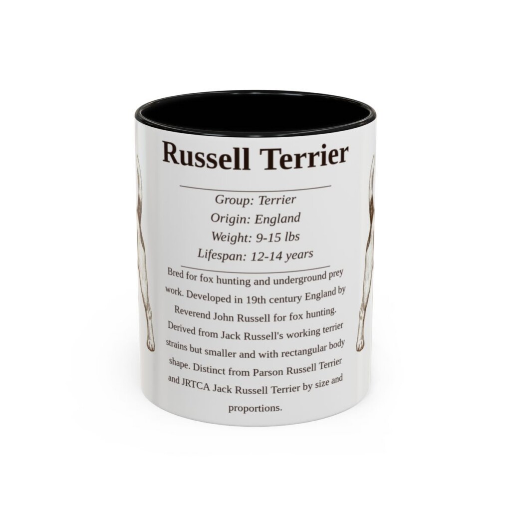 11oz Russell Terrier Mug, Black, front view