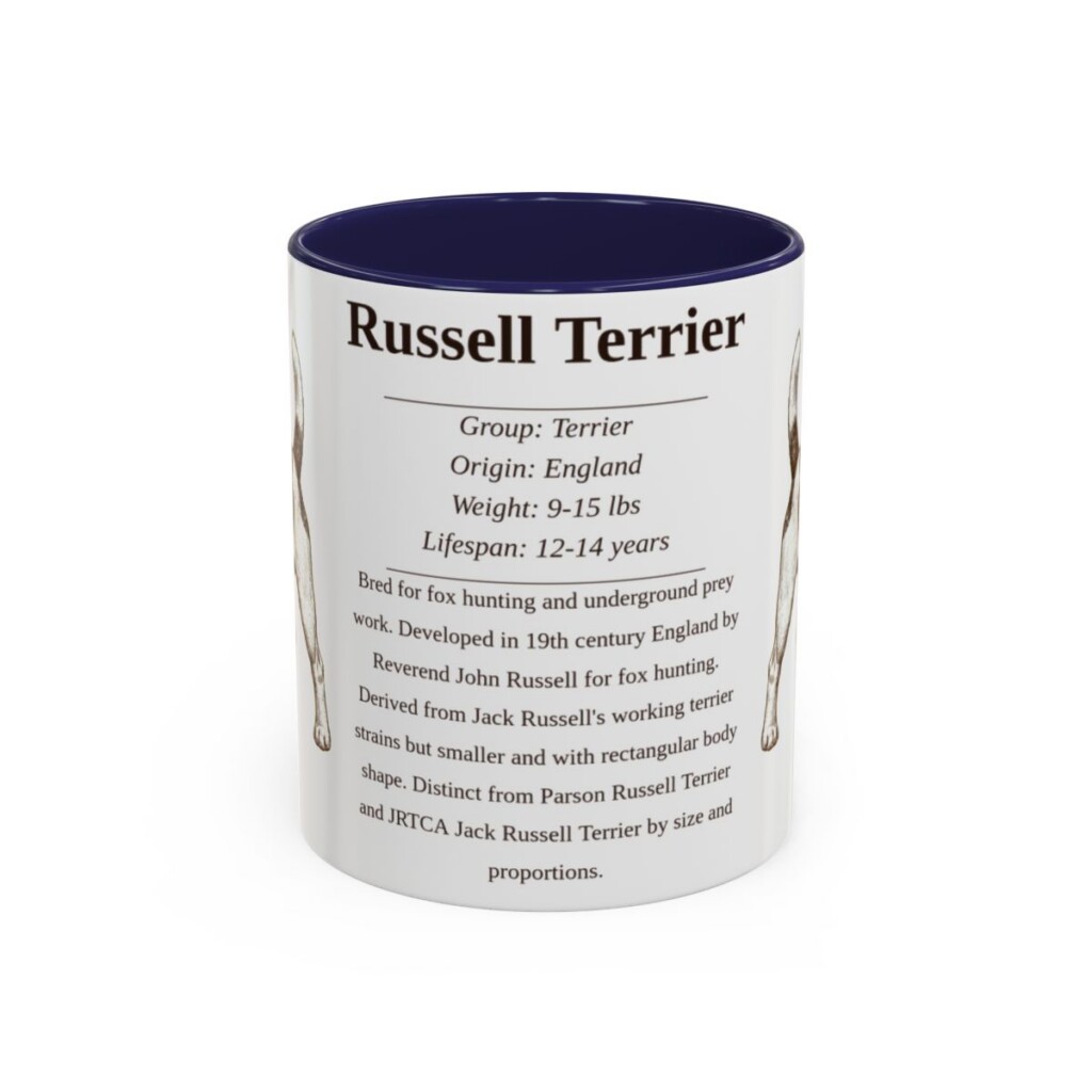 11oz Russell Terrier Mug, Navy, front view