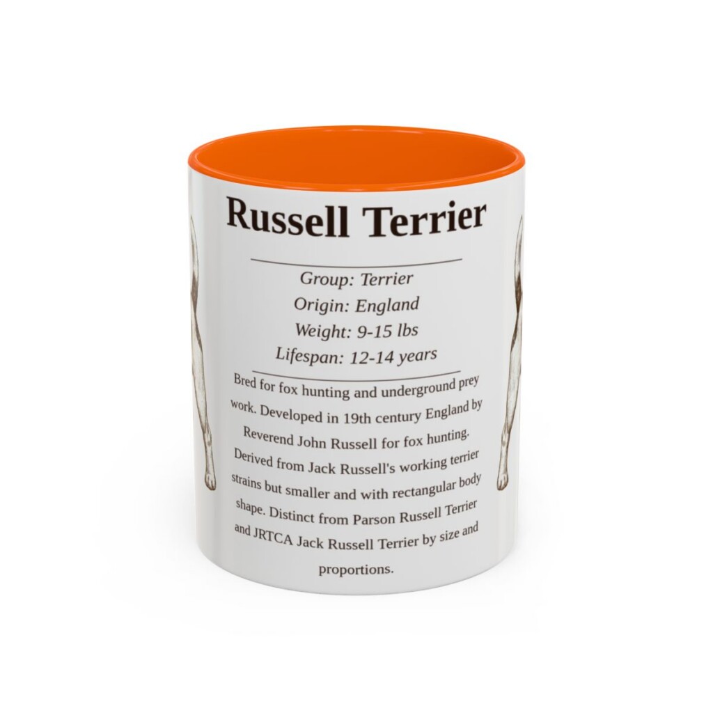 11oz Russell Terrier Mug, Orange, front view
