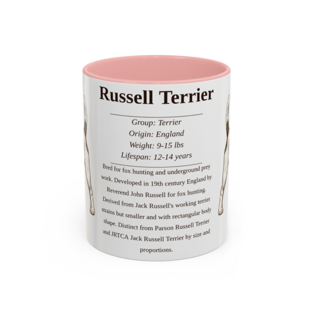 11oz Russell Terrier Mug, Pink, front view