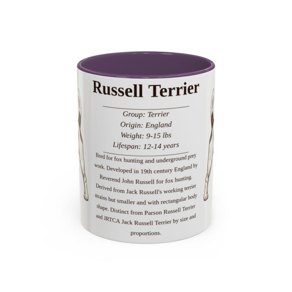 11oz Russell Terrier Mug, Purple, front view
