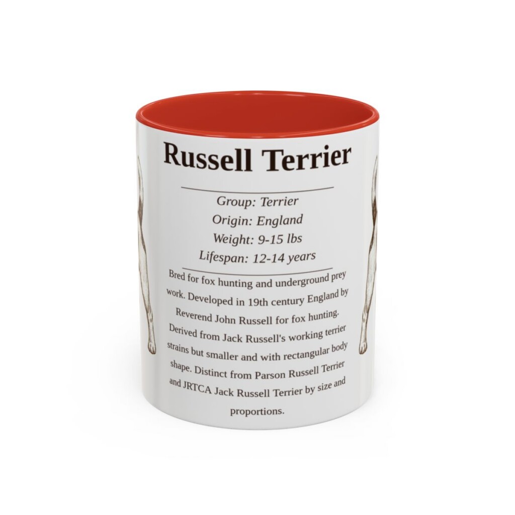 11oz Russell Terrier Mug, Red, front view