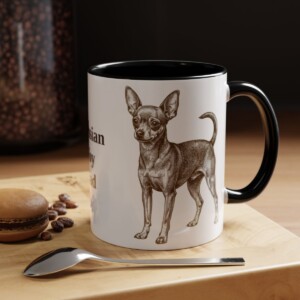 11oz Russian Toy Dog Dad Mug, Black, lifestyle photo