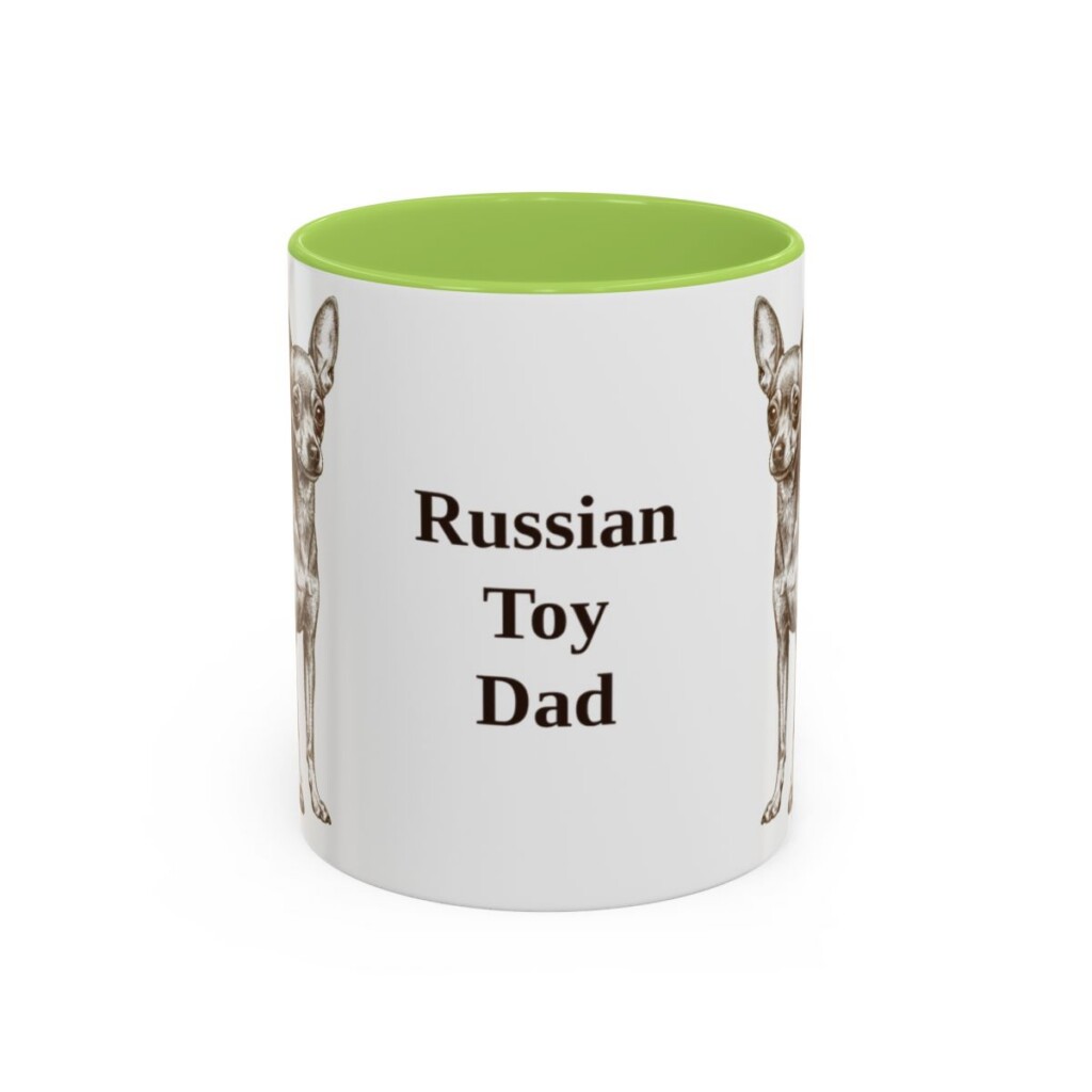 11oz Russian Toy Dog Dad Mug, Light Green, front view