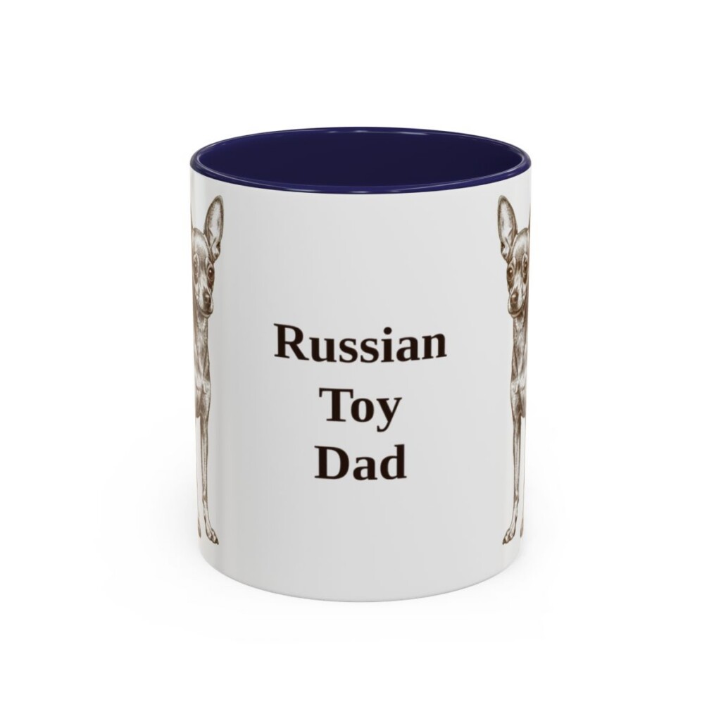 11oz Russian Toy Dog Dad Mug, Navy, front view