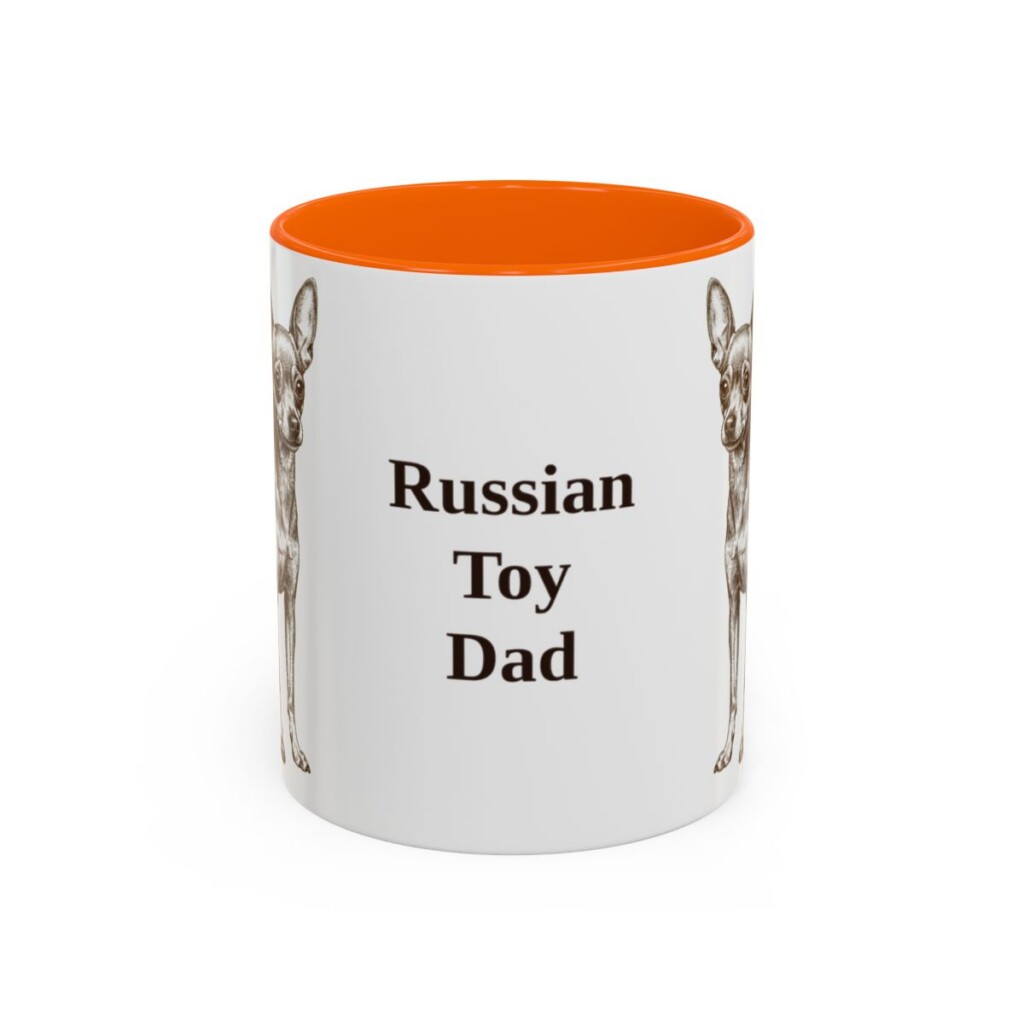 11oz Russian Toy Dog Dad Mug, Orange, front view