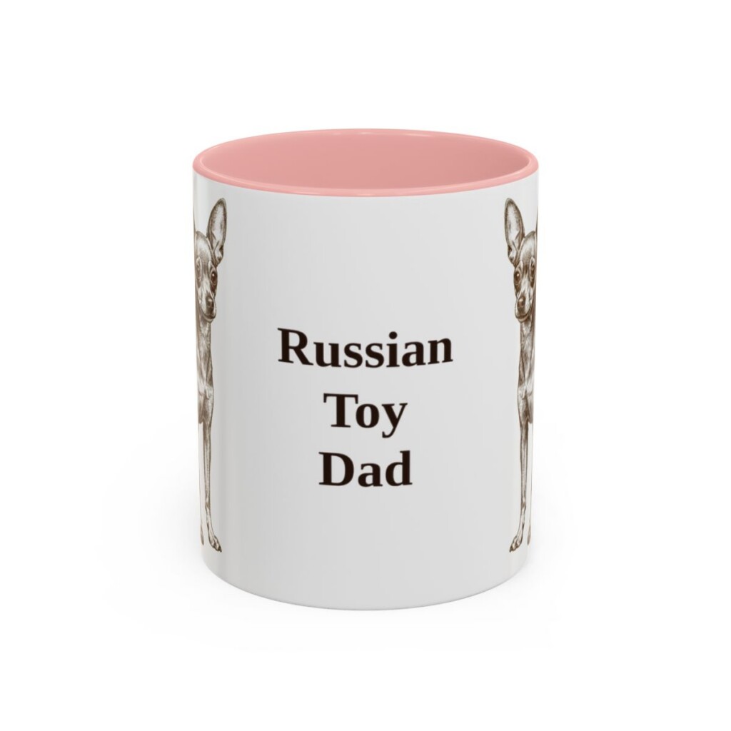 11oz Russian Toy Dog Dad Mug, Pink, front view