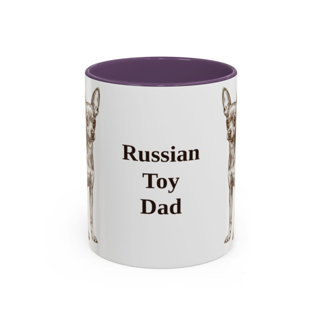 11oz Russian Toy Dog Dad Mug, Purple, front view