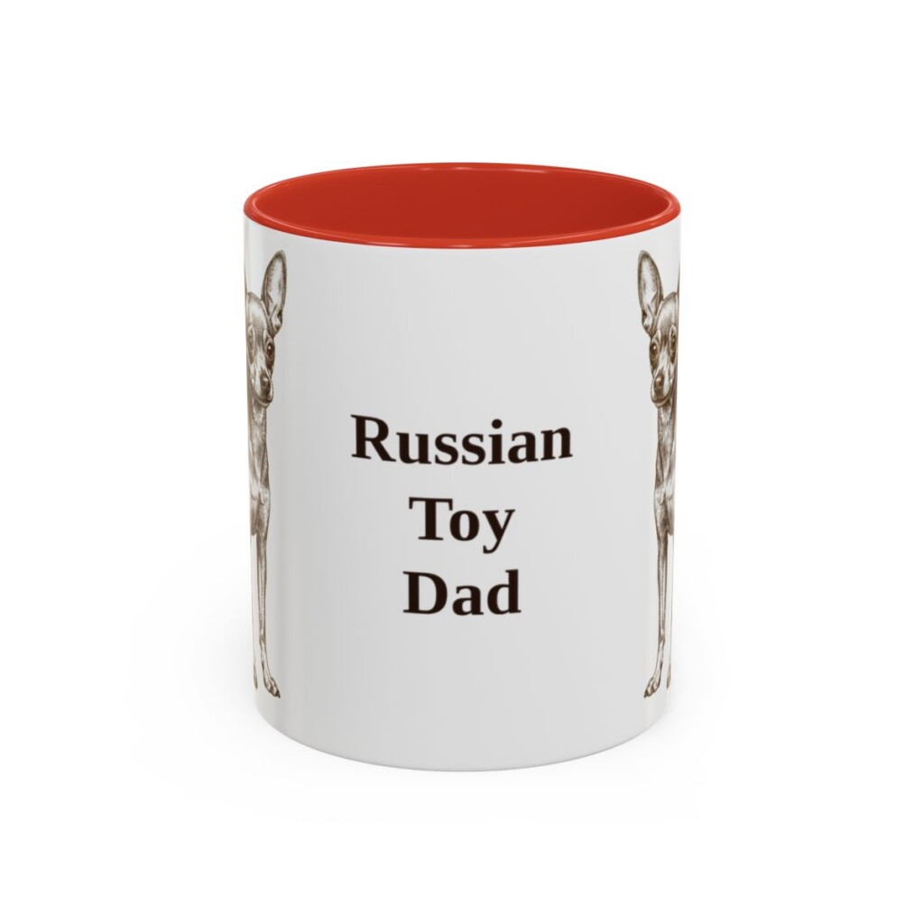 11oz Russian Toy Dog Dad Mug, Red, front view