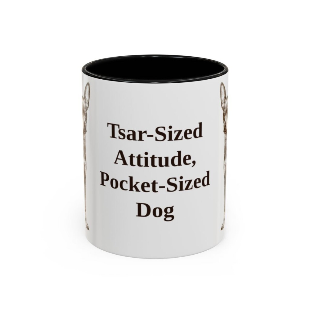 11oz Funny Russian Toy Mug, Black, front view