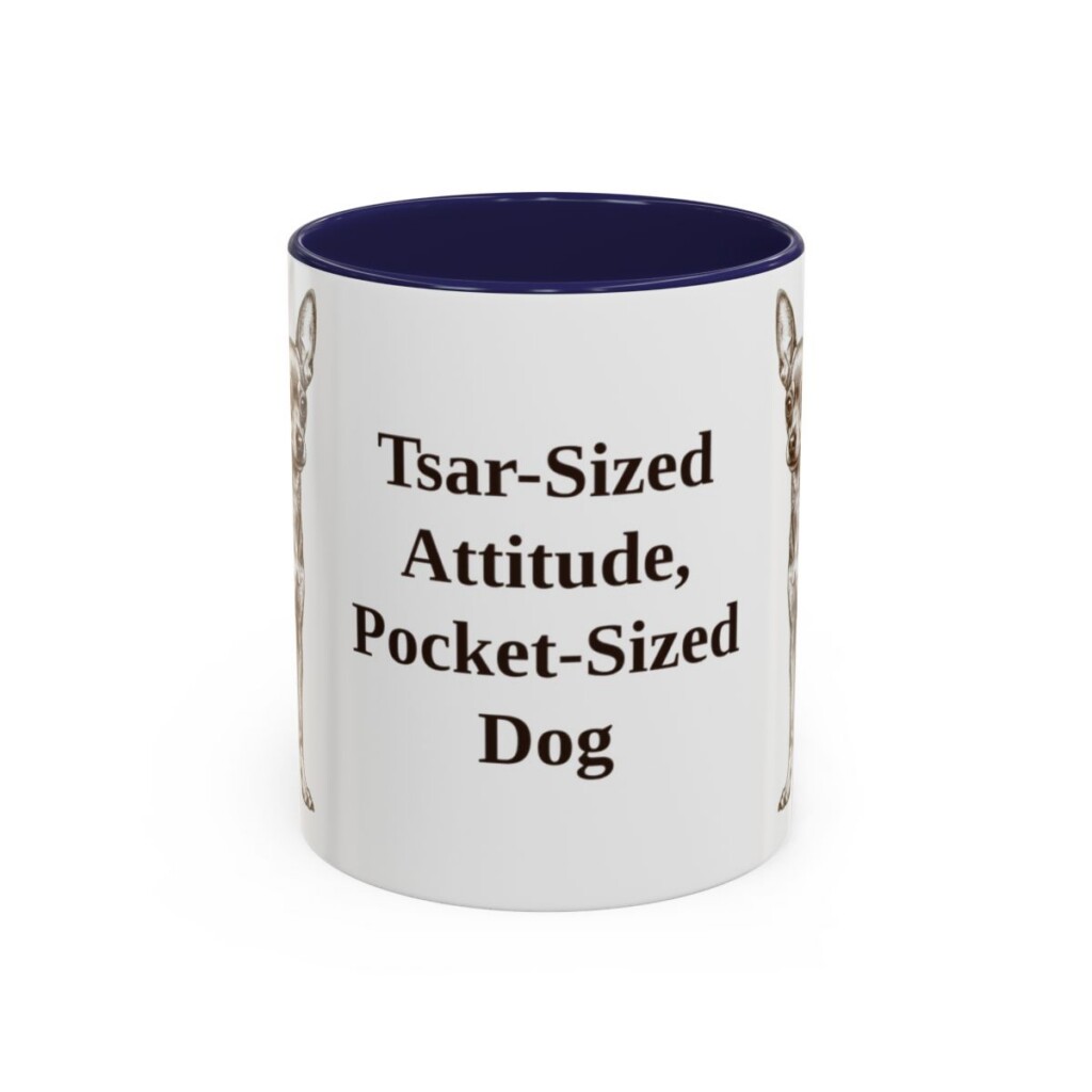 11oz Funny Russian Toy Mug, Navy, front view