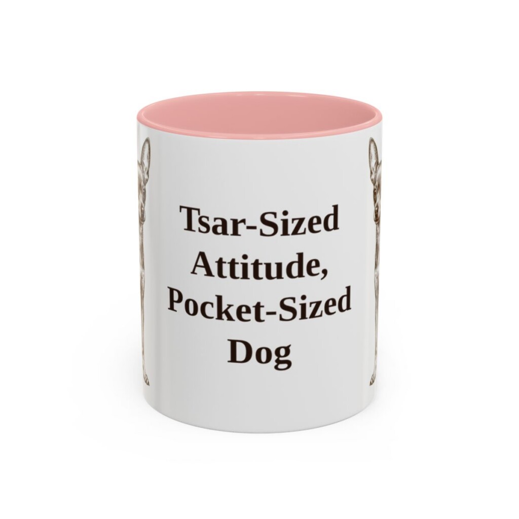 11oz Funny Russian Toy Mug, Pink, front view