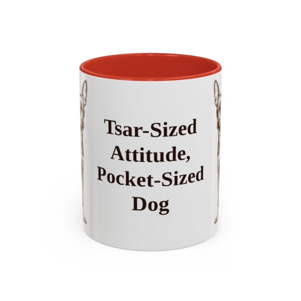 11oz Funny Russian Toy Mug, Red, front view
