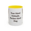 11oz Funny Russian Toy Mug, Yellow, front view
