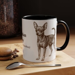 11oz Russian Toy Latin Mug, Black, lifestyle photo