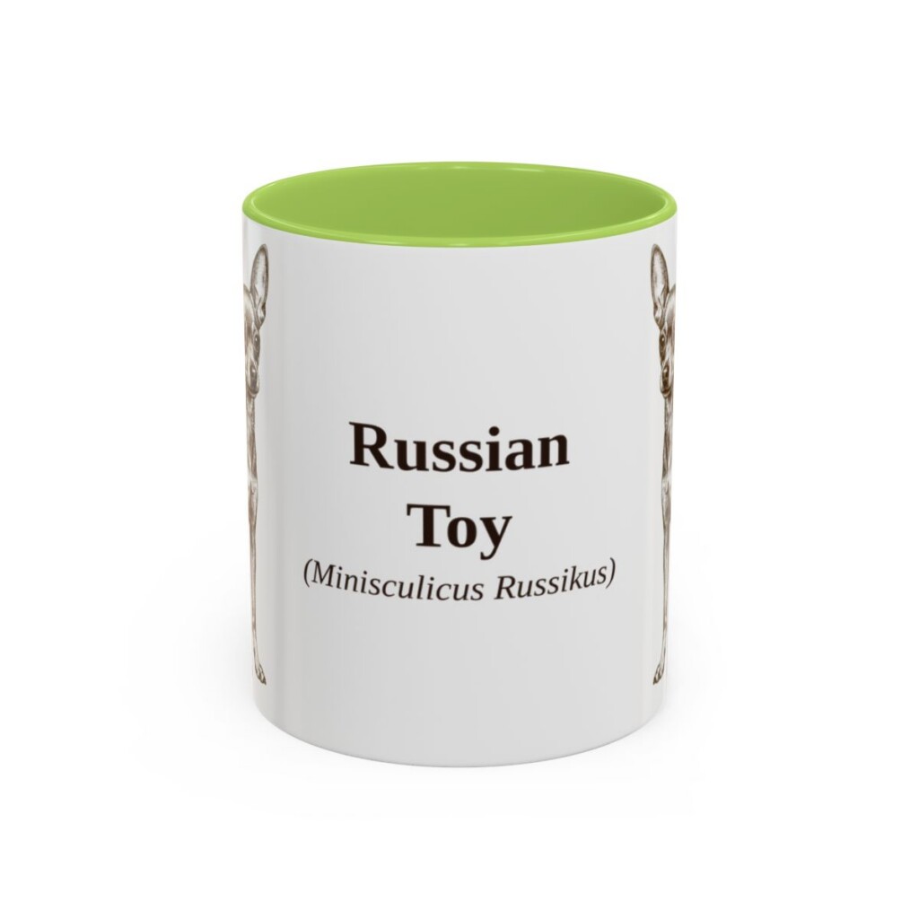 11oz Russian Toy Latin Mug, Light Green, front view