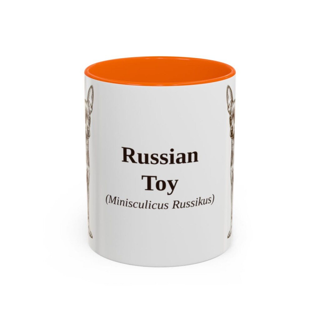 11oz Russian Toy Latin Mug, Orange, front view
