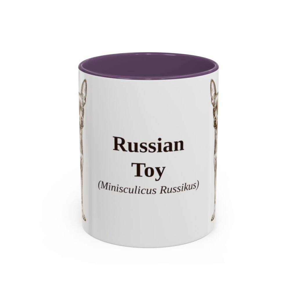 11oz Russian Toy Latin Mug, Purple, front view