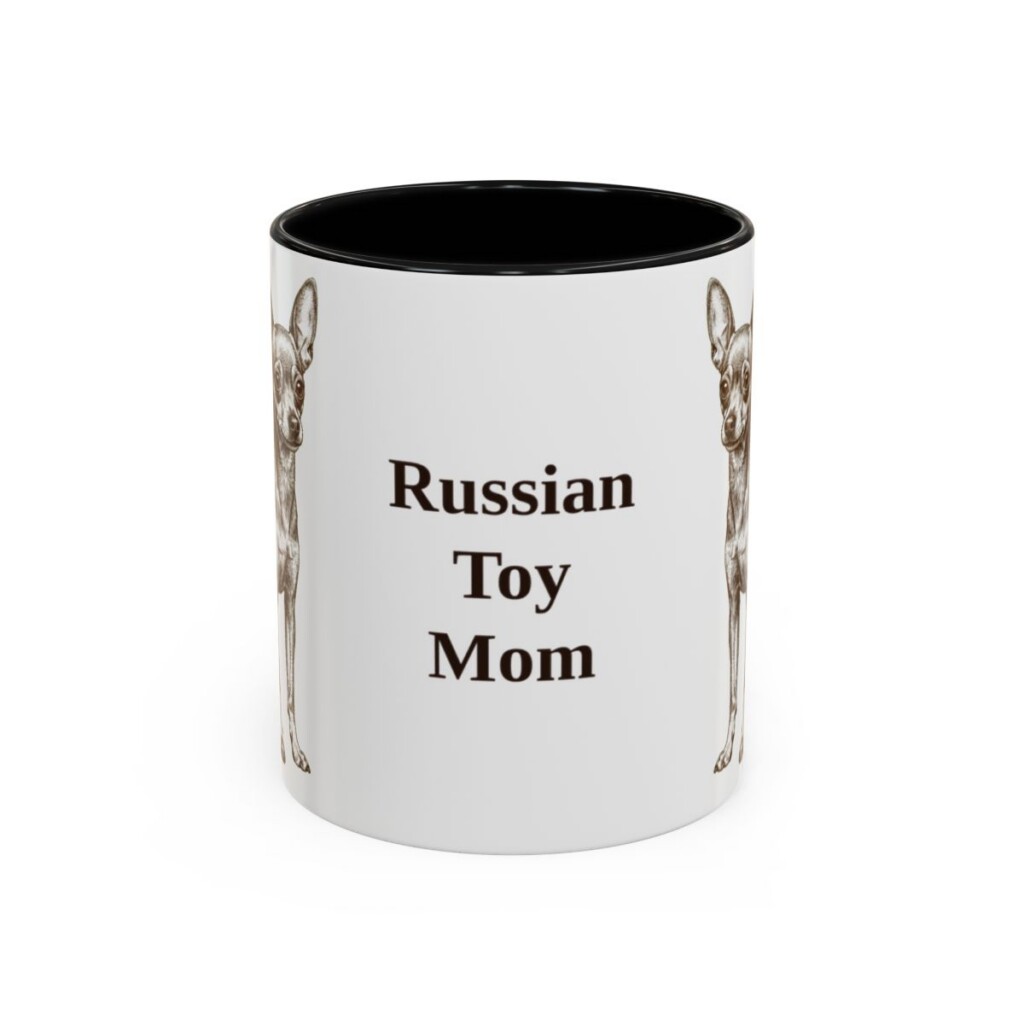 11oz Russian Toy Dog Mom Mug, Black, front view