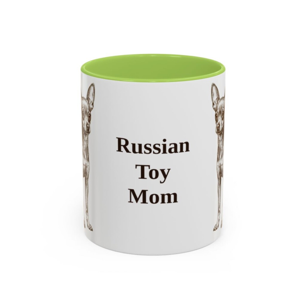11oz Russian Toy Dog Mom Mug, Light Green, front view