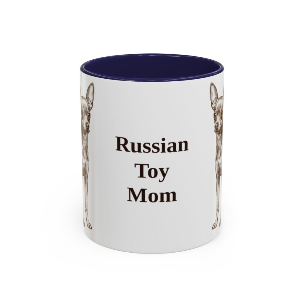 11oz Russian Toy Dog Mom Mug, Navy, front view