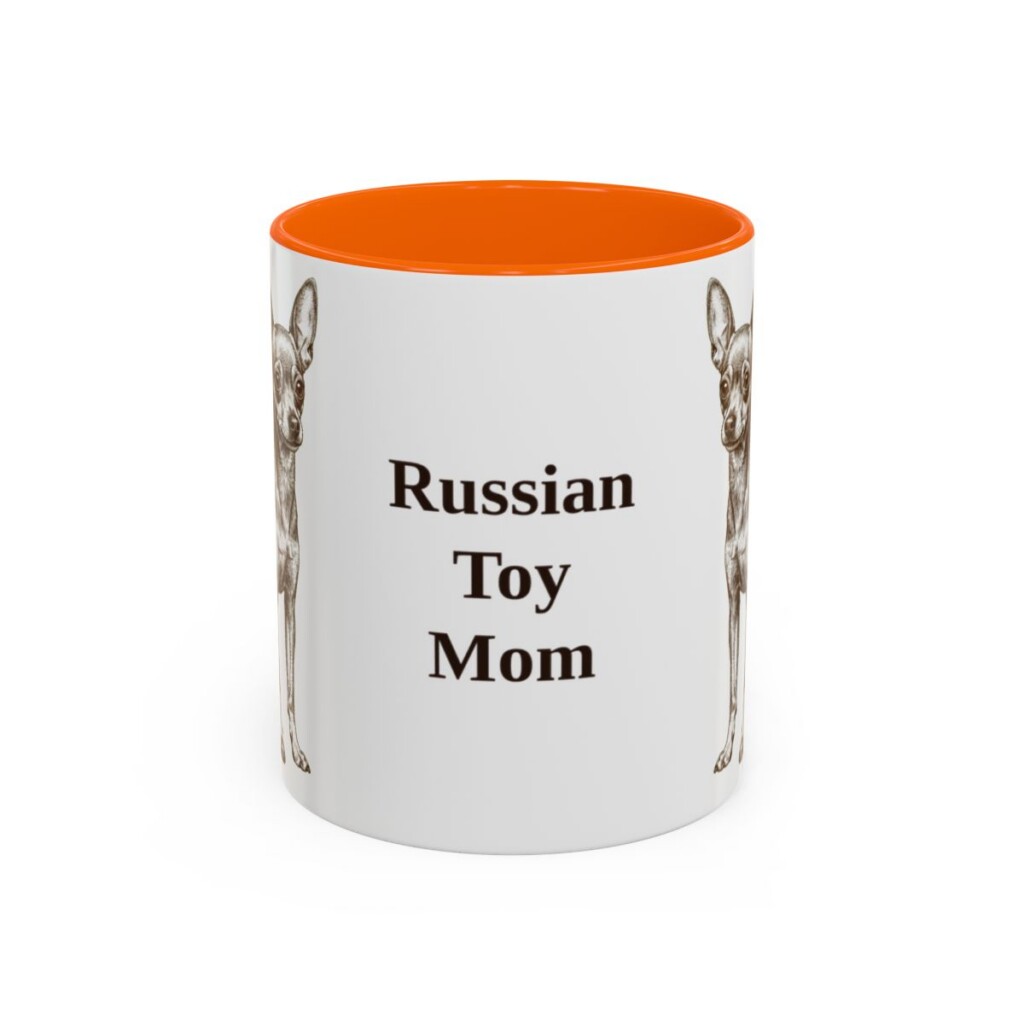 11oz Russian Toy Dog Mom Mug, Orange, front view