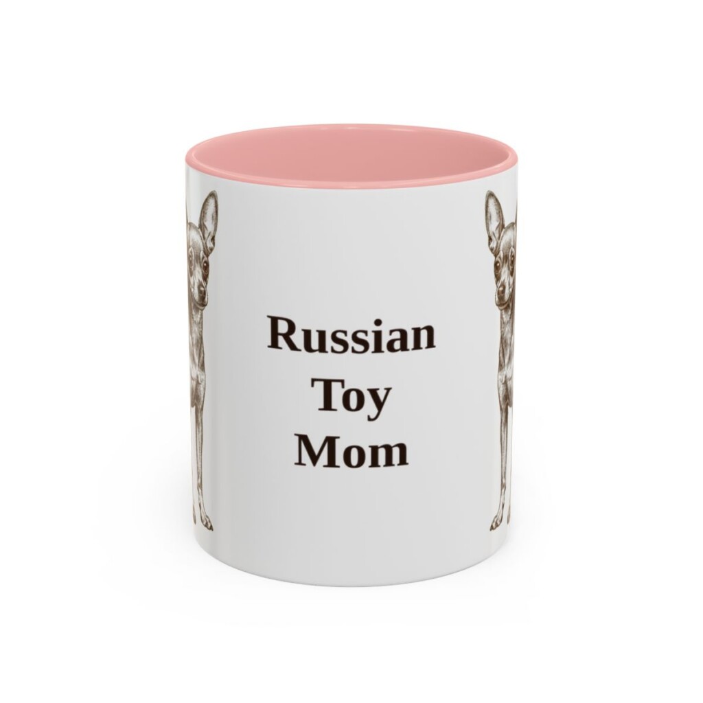 11oz Russian Toy Dog Mom Mug, Pink, front view