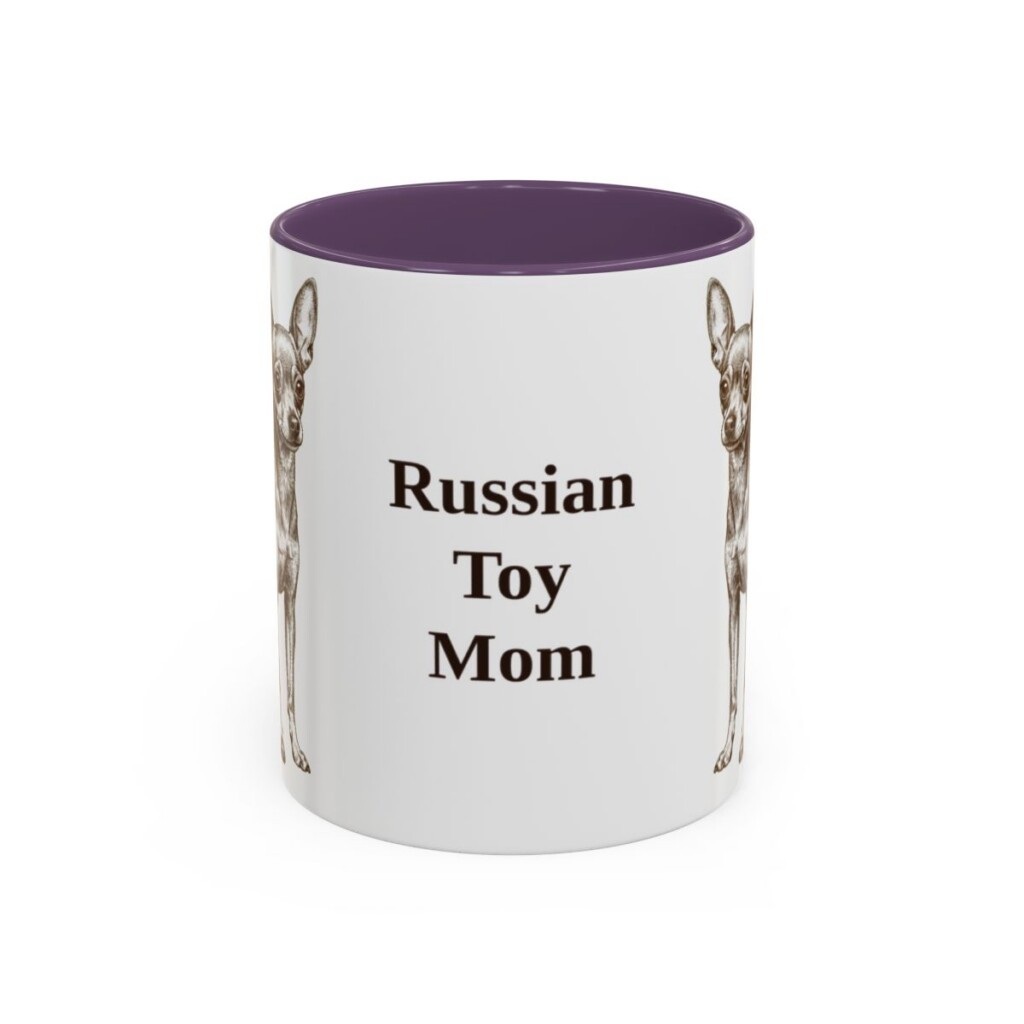 11oz Russian Toy Dog Mom Mug, Purple, front view
