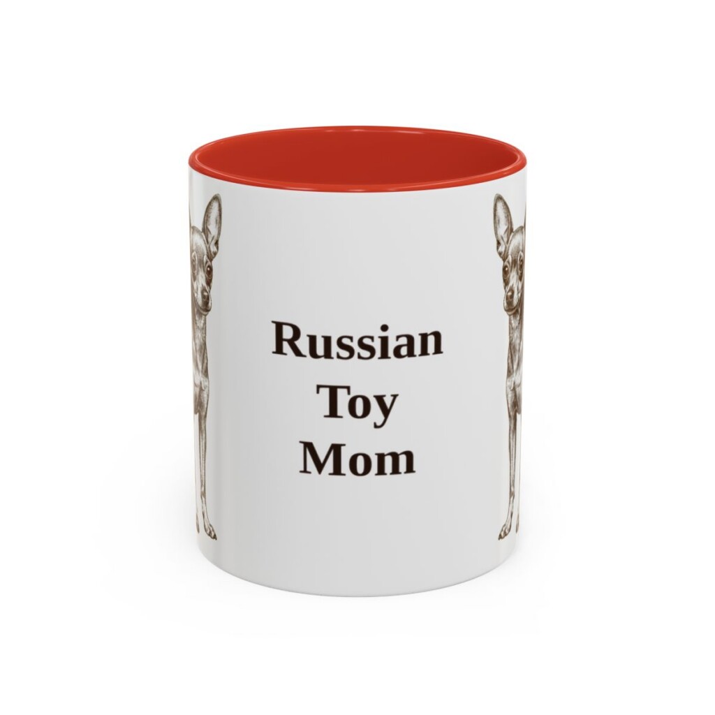 11oz Russian Toy Dog Mom Mug, Red, front view
