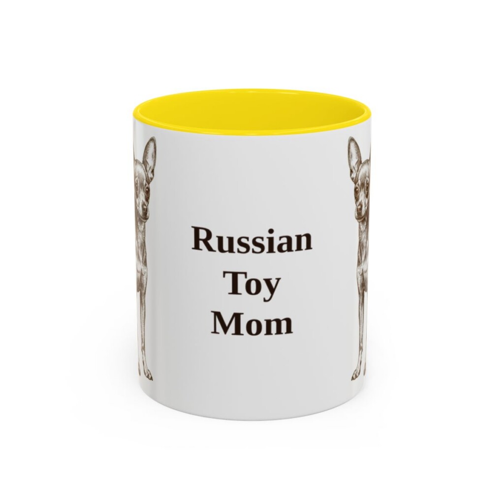 11oz Russian Toy Dog Mom Mug, Yellow, front view