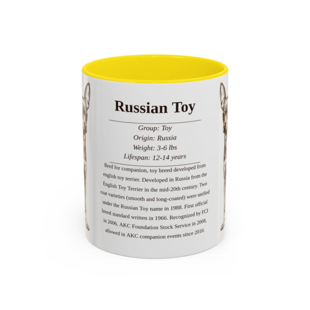 11oz Russian Toy Mug, Yellow, front view