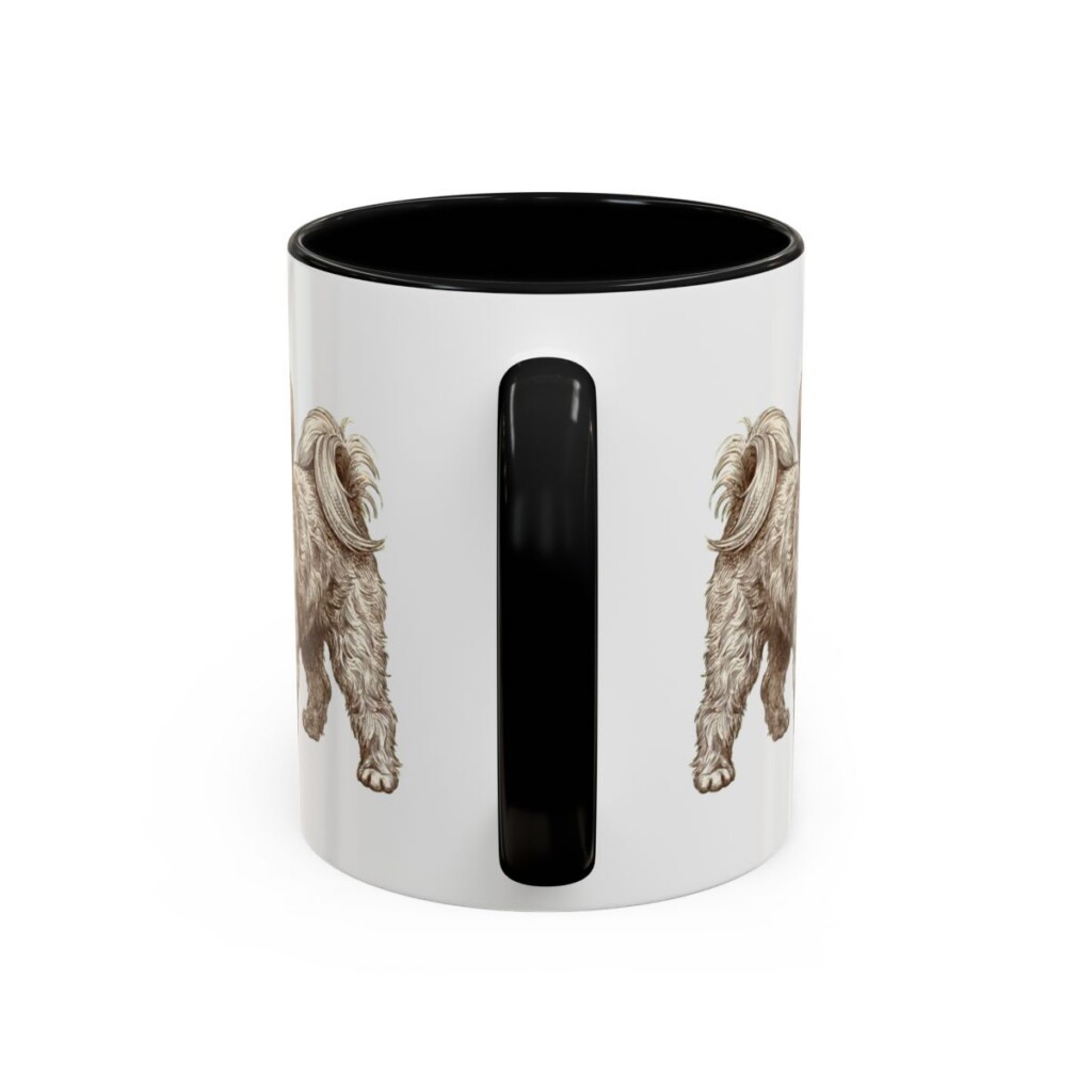 11oz Russian Tsvetnaya Bolonka Mug, Black, back view