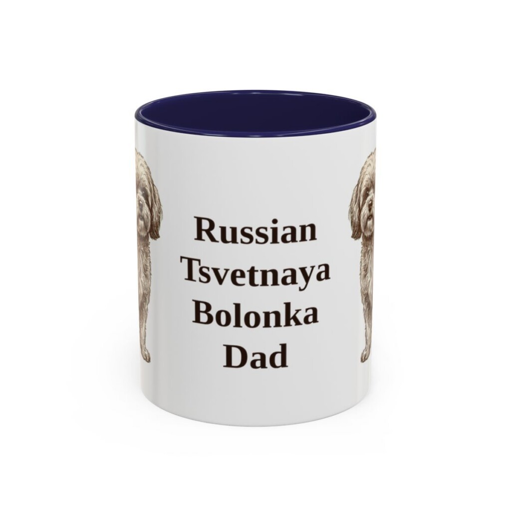 11oz Russian Tsvetnaya Bolonka Dog Dad Mug, Navy, front view