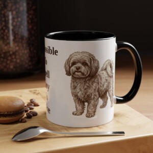 11oz Funny Russian Tsvetnaya Bolonka Mug, Black, lifestyle photo