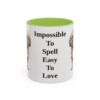 11oz Funny Russian Tsvetnaya Bolonka Mug, Light Green, front view