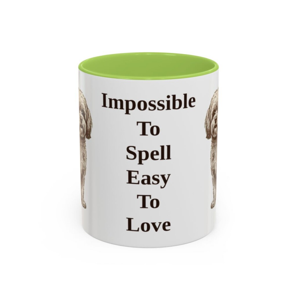 11oz Funny Russian Tsvetnaya Bolonka Mug, Light Green, front view