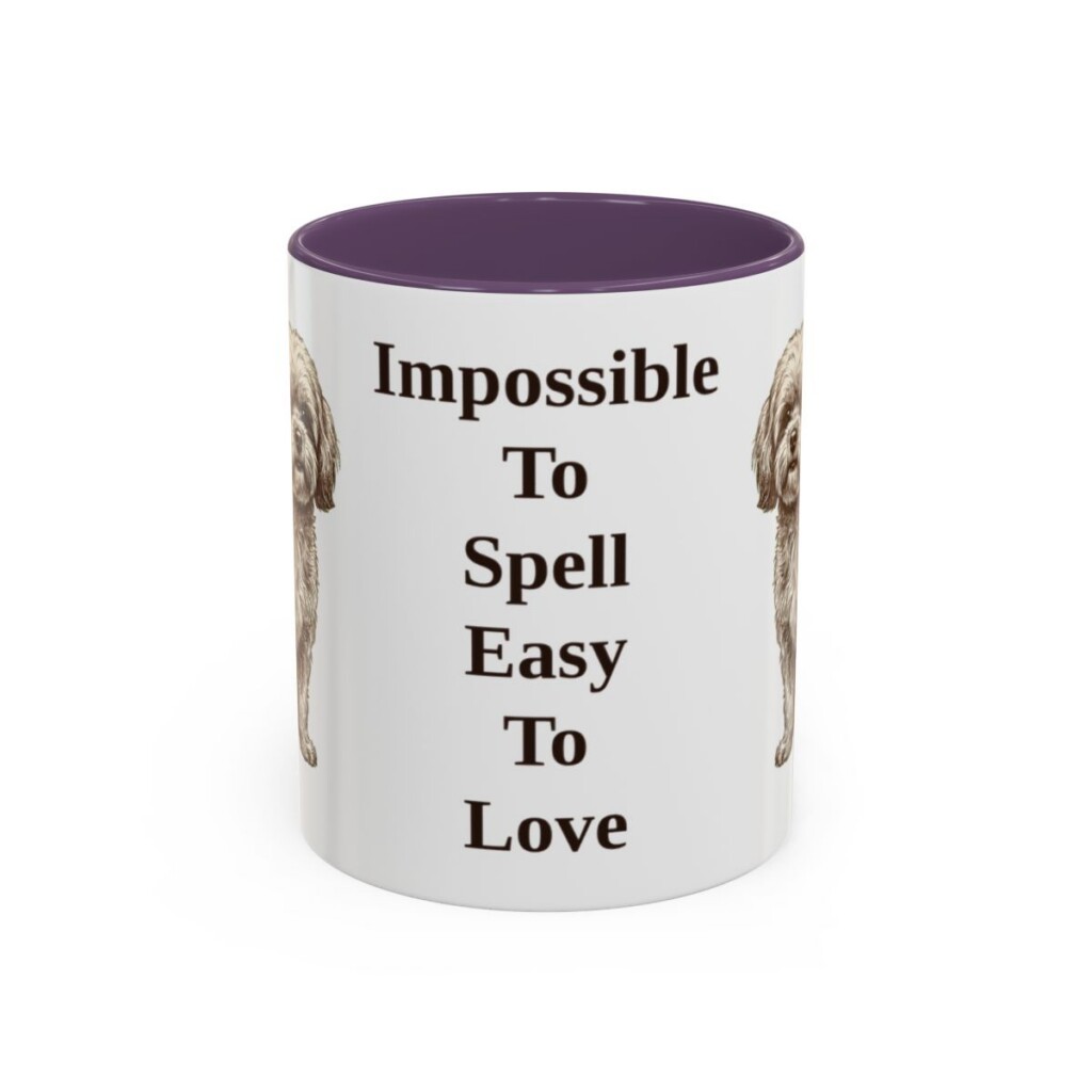 11oz Funny Russian Tsvetnaya Bolonka Mug, Purple, front view