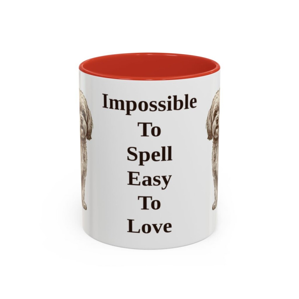 11oz Funny Russian Tsvetnaya Bolonka Mug, Red, front view
